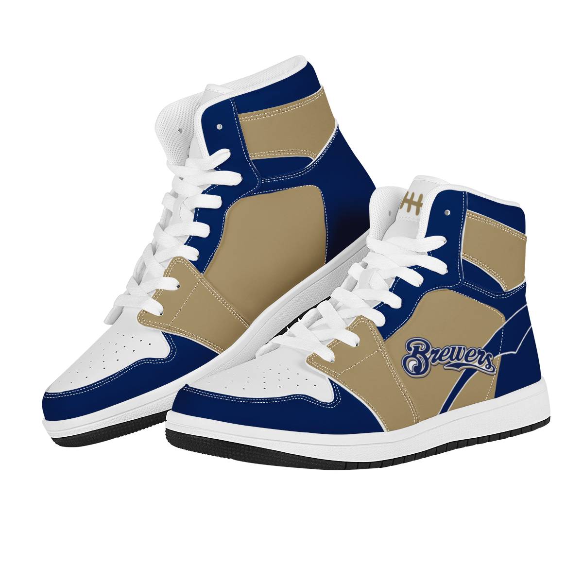 Women's Milwaukee Brewers High Top Leather AJ1 Sneakers 001